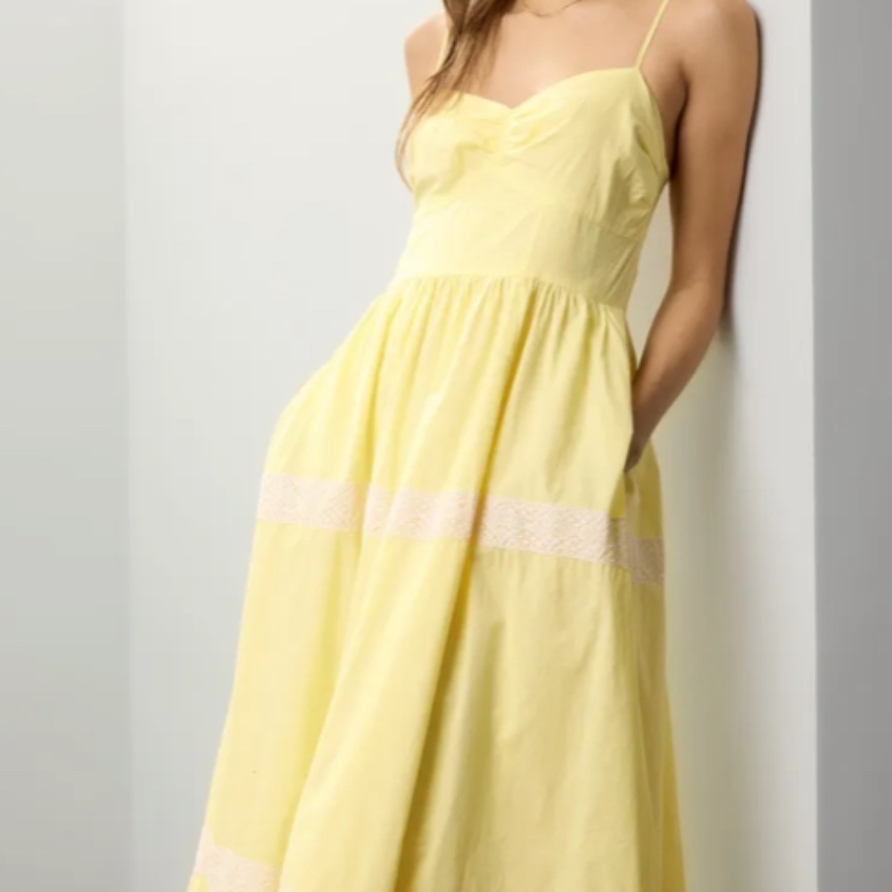 Jason Wu Yellow Lace Trim Midi Sundress – Size 6